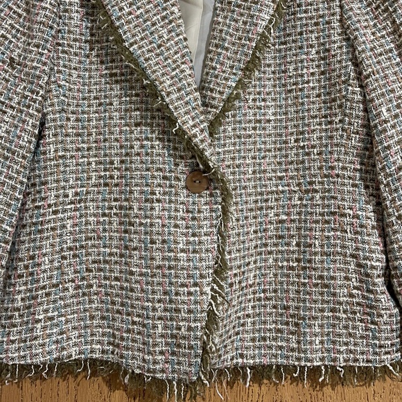 JG Hook Women’s Multicolor Tweed Blazer Jacket with Fringe Hems Sz-14 - Picture 3 of 5